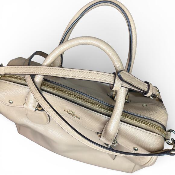 Coach Mini Bennett Satchel Crossgrain Leather in Nude 2-Way Handbag w/ Strap - Picture 7 of 9